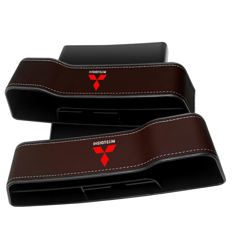 2Pcs Car Seat Organizer Seat Crevice Storage Box Multifunction Goods For Mitsubishi Lancer Lancer ASX Outlander 2 3 Pajero Mirage Exzos Pajero 4