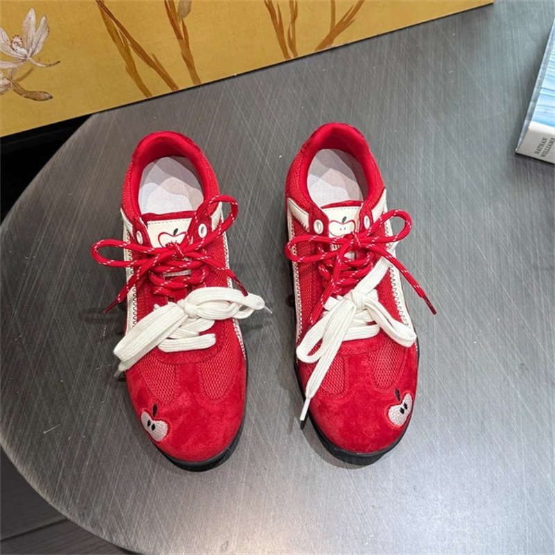 Dexun shoes women's autumn new retro contrasting colors low-top board shoes embroidered versatile racing shoes women