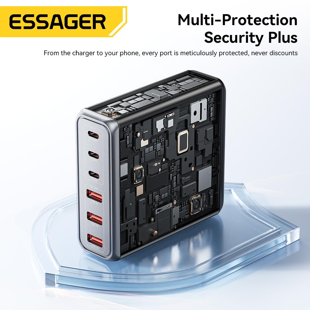 Essager 85W GaN Charger 6 Ports USB Type C Desktop Charger PD Fast Charging Station For iPhone 17/16/15 Samsung S24 Laptop iPad