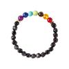 Faceted Black Onyx Seven Chakra Beaded Bracelet With Gold Accents Fashion Jewelry For Men Women Daily Wear Gift