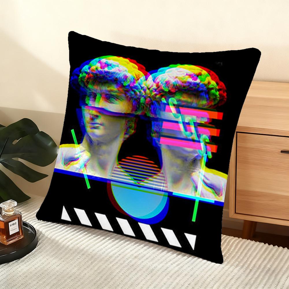 Funny Art D-David Statue Cushion Cover Soft Short Plush Pillow Cover Smooth Cozy Texture Aesthetic Cushion Case Home Decor