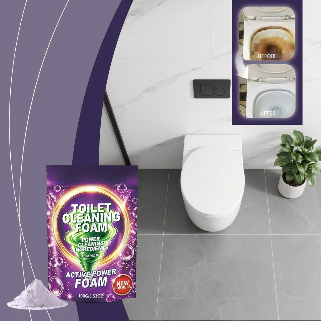 Poudre Moussante Nettoyante pour Toilettes avec Ingrédients Nettoyants Actifs Efficace pour le Nettoyage en Profondeur et l'Élimination des Taches Paquet de 100g Convient pour un Usage Domestique