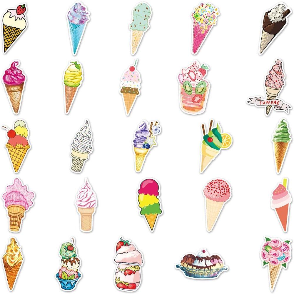 

100 pcs PVC Cute Sweet Ice Cream Sticker Ice Cream Ice Cream Cupcake Stickers Room
