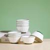 Jingdezhen Underglaze 5-inch Rice Bowls - Jade Green Rim (Set of 10)