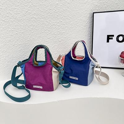 Mini Color Matching Bucket Bag Women's Simple Nylon Cloth Shoulder Messenger Bag Summer New Handbag