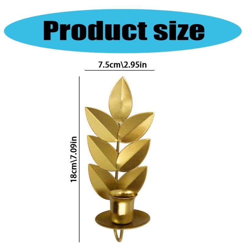 Wall Mounted Wheat Shape Candle Holder Elegant Metal Wall Sconces Hanging Candlestick for Home Weddings Party Decors