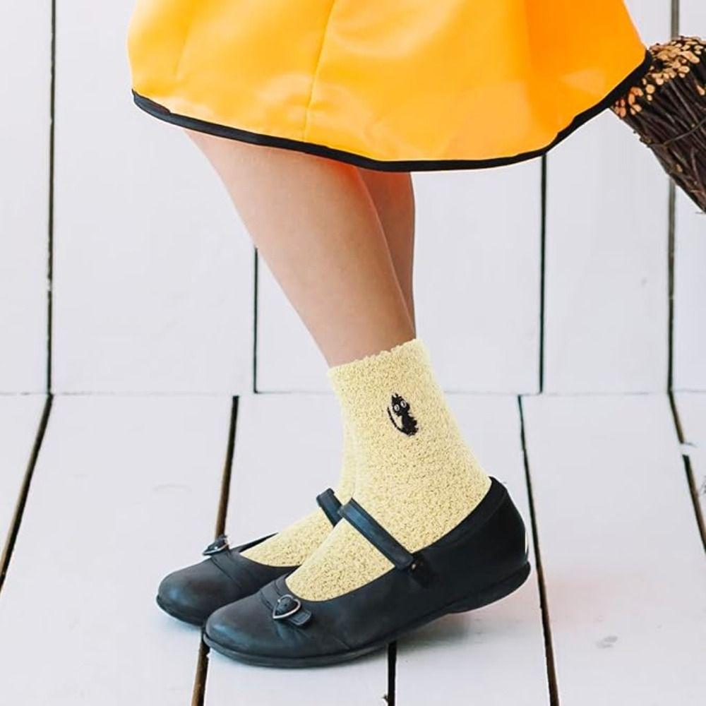 Super Soft Fuzzy Socks Polyester Black Cat Sock New Cozy Fluffy Slipper Socks  Home