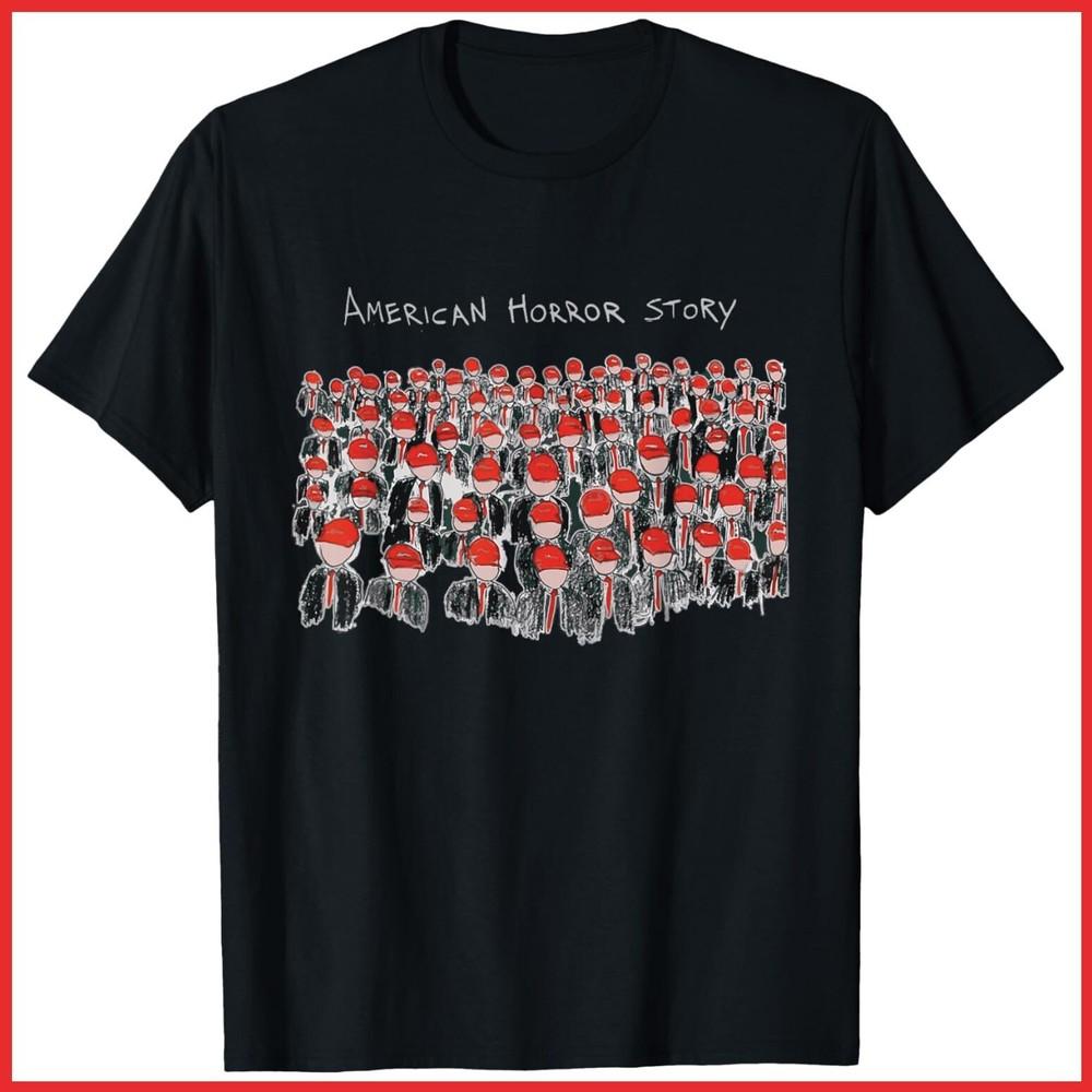 Trump President USA Flag Halloween Horror Story Black Cotton T-Shirt Unisex T-Shirt XXXXL