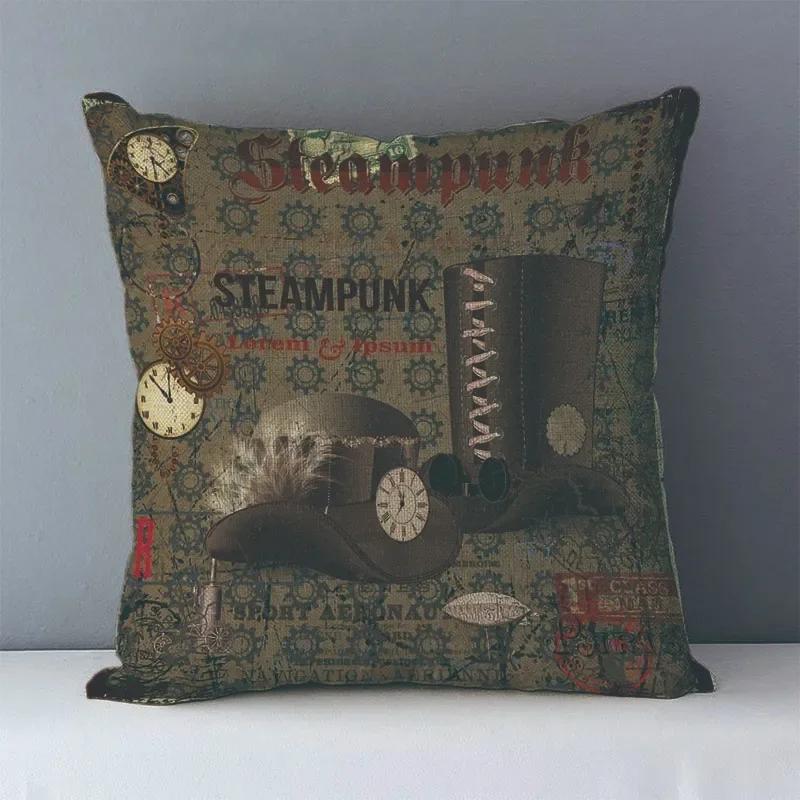 Europeisk stil vintage steampunk-mönster tryckt mysigt soffkuddfodral heminredningskuddar x sängkläder örngott J