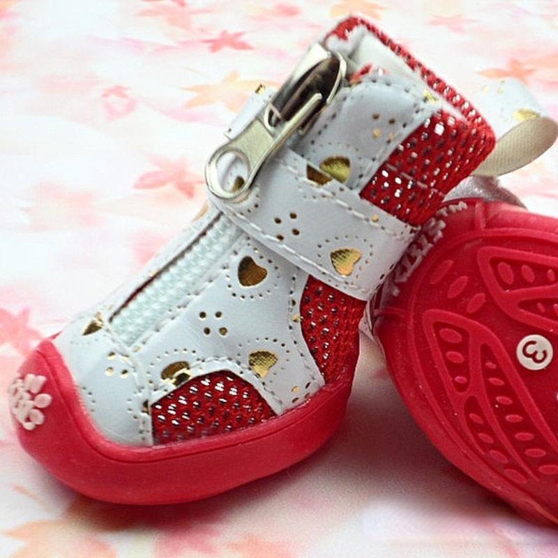 Pantofi respirabili din plasă aurie pentru animale de companie Pantofi pentru câini ursuleț de pluș pantofi pentru câini cu fund anti-alunecare pantofi pentru câini pentru câini de talie mică.