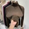 WTEMPO Rollkragenpullover Einfarbig Langarm Beiläufige Gestrickte Pullover Frauen Herbst Winter Plüsch Verdickte Jumper Warme Bodenbildung Strickwaren