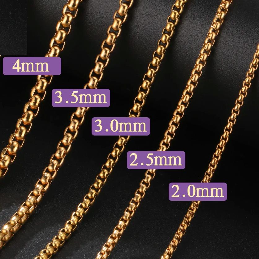

Stainless Steel Box Chain Necklace Men Women Basic Punk 2-7mm Thick Long Chains Minimalist Jewelry 3mm&55 cm