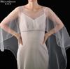Beaded Edge Tulle Cape Train Shawl Front Short Back Long Sheer Bridal Wrap White & Black For Strapless Wedding Gown Evening Party Photoshoot