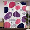 Geometric Curtains 2pcs – Red Black Yellow Abstract Shapes on White, Mid-Century Modern Decor for Living Room and Bedroom