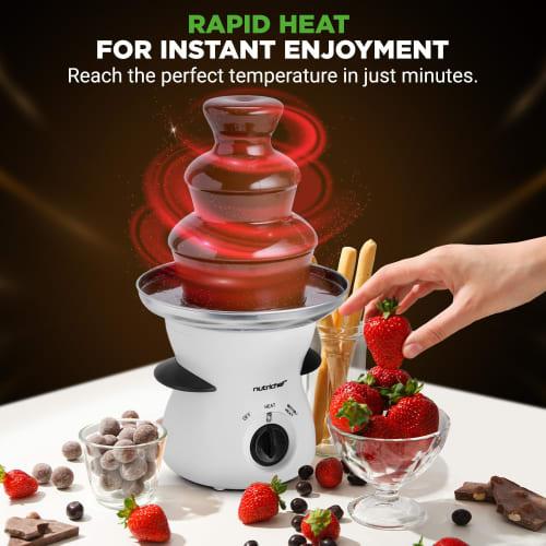 NutriChef 3-Tier Chocolate Fountain - Electric Stainless Steel Chocolate Melts Dipping Warmer Machine