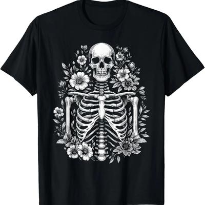 Květinová kostra Květiny Goth Estetické Tričko
