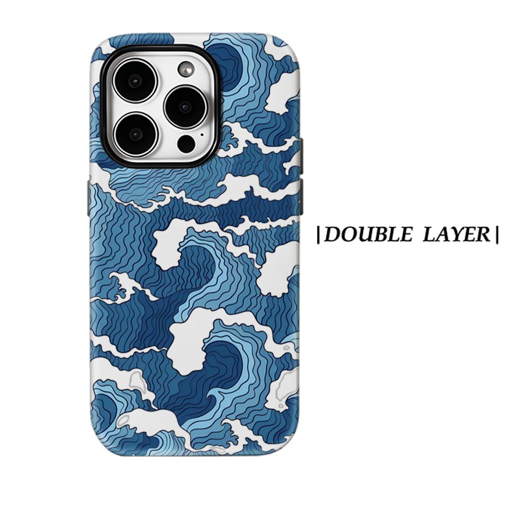 

Blue Ocean Wave Phone Case for IPhone 17AIR 16E 16 15 14 13 12 11 17 Pro Max Plus Double-layer Back Cover IPHONE13PRO