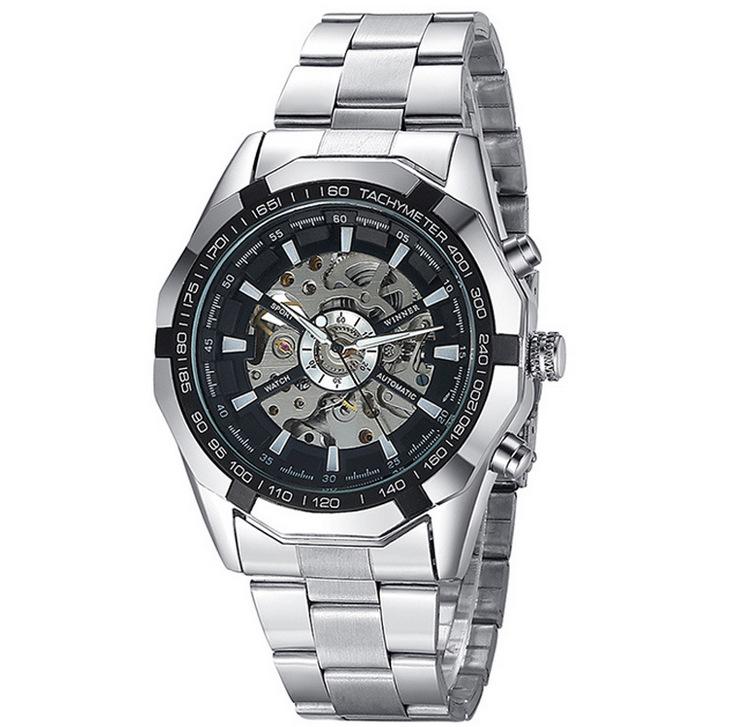 Best-Selling Men's Automatic Skeleton Watch, Stainless Steel Large Dial Luminous Design