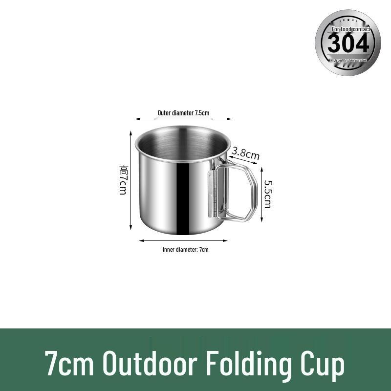 Outdoor Double-Layer Portable 304 Stainless Steel Camping Mug 350ml-500ml