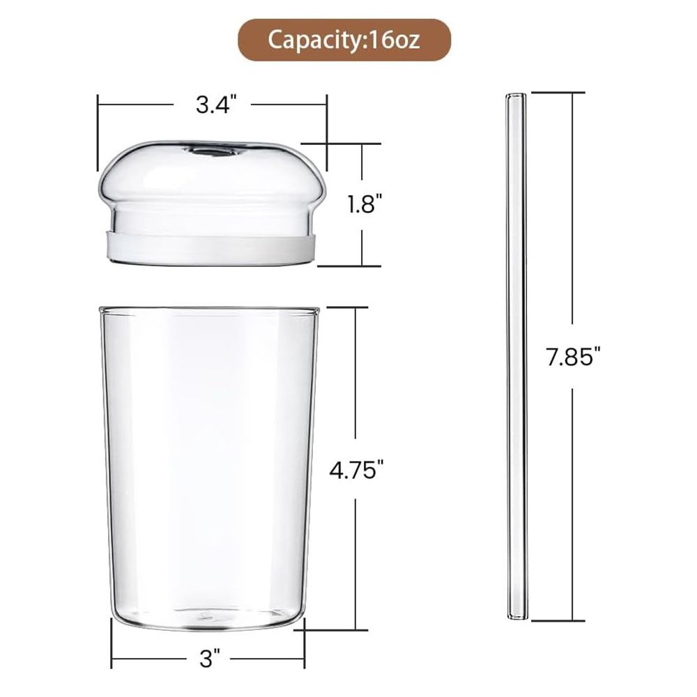 Large Capacity Clear Glass Cup Creative 500ml Glass Tumbler with Straw Durable Coffee Cup Juice Cup with Lid Bar Accessories