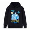 Kids Boys Girls Pullover Hoodie, Casual Adventure Tour Cartoon Van Dog Palm Graphic Long Sleeve Loose Hooded Sweatshirt for Holiday Streetwear Daily