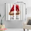 2pcs,2D plane printing Curtains&Window Treatment Vintage Santa hat Versatile Fabric (without rod) Art Deco Festive Use for