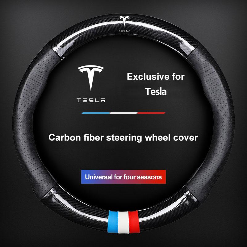 Car Steering Wheel Cover Breathable Anti Slip PU Leather Steering Cover For Tesla Model 3 Model X S 2016-2020 Decals TM3 TMX TMS Decal