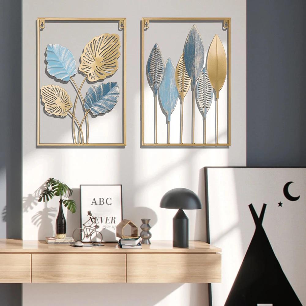 Nordic Vintage Metal Ginkgo Leaf Iron Wall Hanging Photo Frame Art Home Living Room Background Wall Decoration Accessories