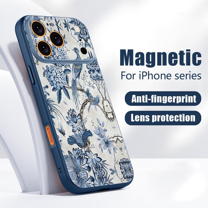 Tree Flowers Pattern Case For iPhone 17 Pro Max Funda iPhone 16 15 14 13 Pro Max Magnetic For Magsafe Hybrid Slim Matte Cover