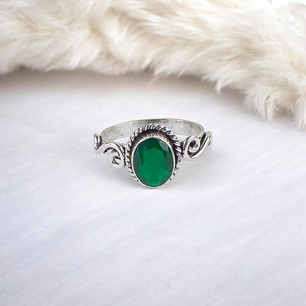 Green Onyx Gemstone 925 Sterling Silver Jewelry Handcrafted Women's Silver Ring RR-14-13