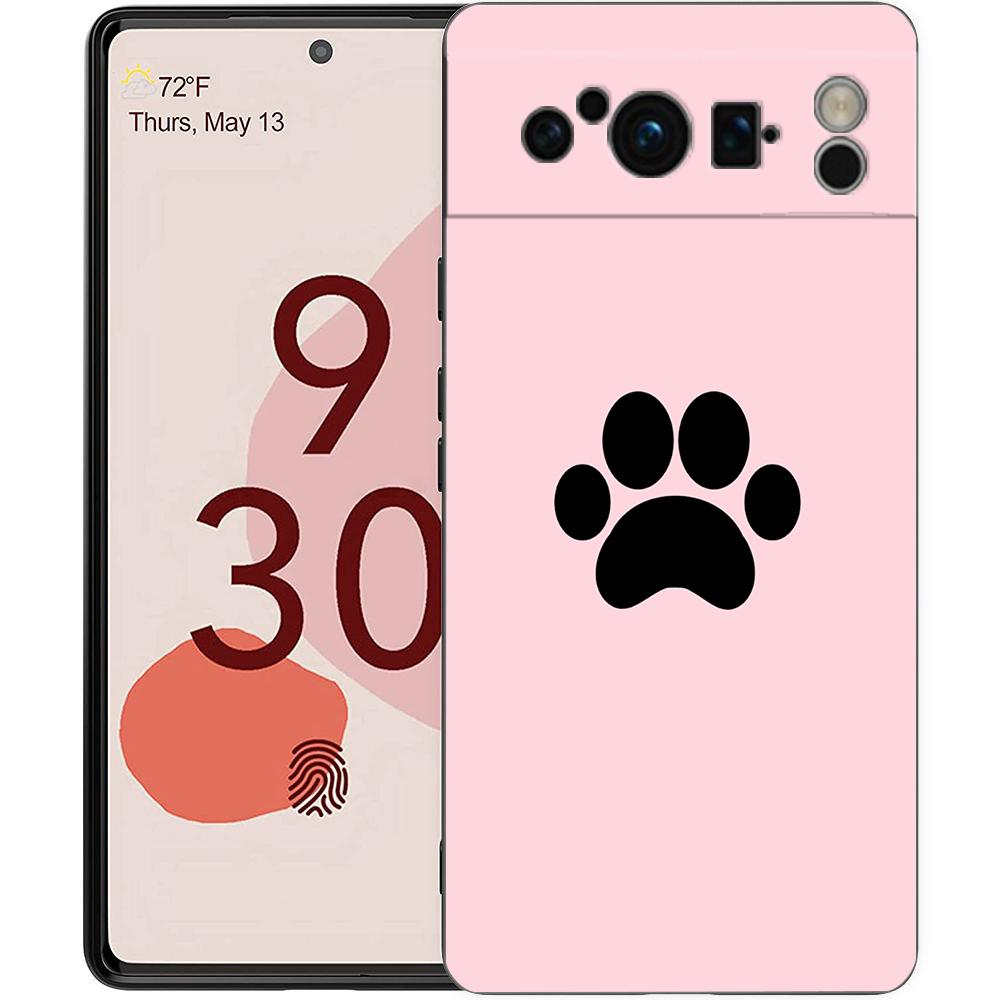 Cute Cat Dog Paw Love Phone Case For Google Pixel 8 7 6 Pro 6A 7A 5G Soft Silicone Shockproof TPU Black Cover Fundas