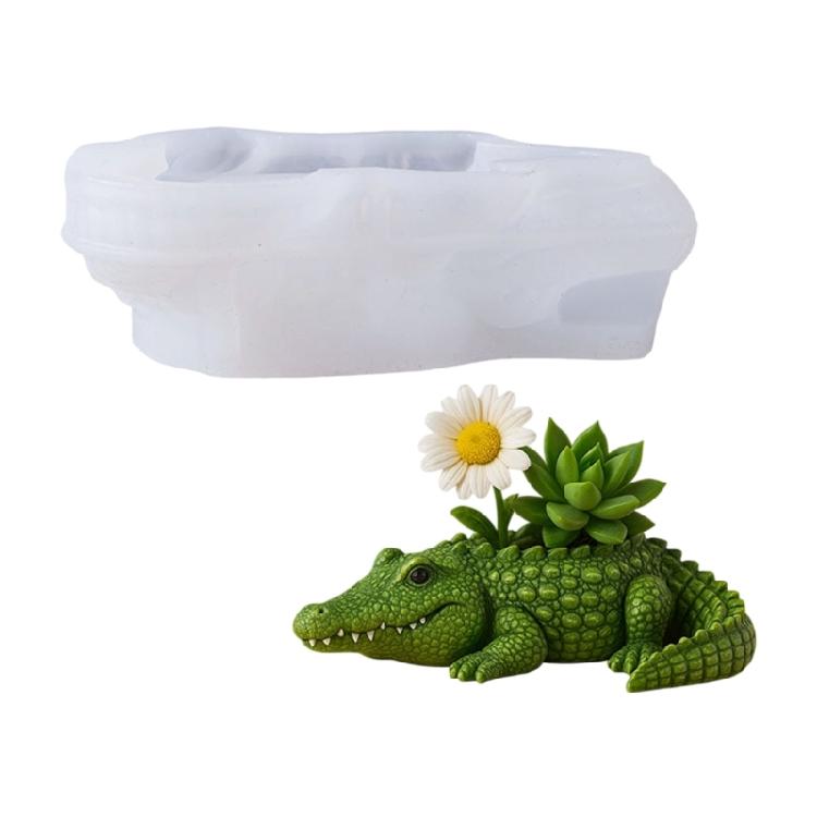 

Silicone Alligator Shaped Mold For Resin Art Concrete Jewelry Container Making And Decorative Succulent Planter Design 1