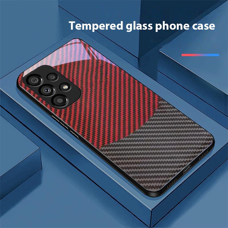 Dwukolorowe paski dla Samsunga Galaxy S10 20 Plus 21 FE 22 23 24 FE 25 Ultra Czarny Szklany Pokrowiec na Telefon Hartowany Twarda Skorupa