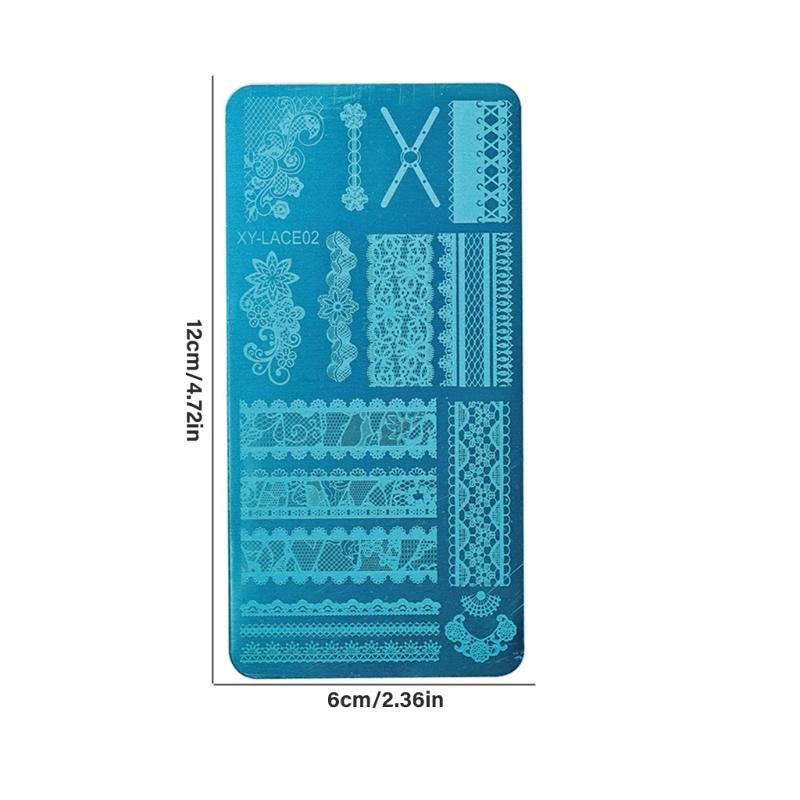 6PCS Rectangle Nail Stamping Plates Kit with Floral and Geometric Patterns for Creative Nail Art Manicure Tools