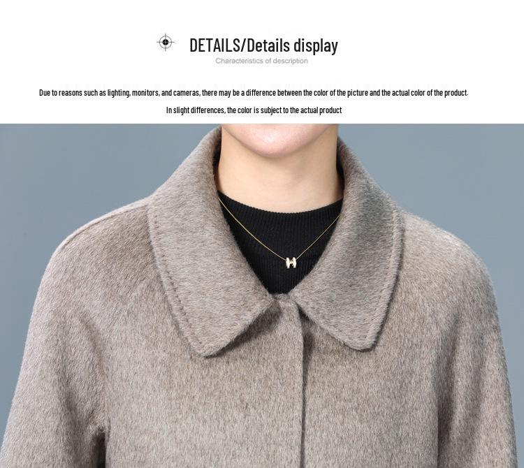 2025 New Autumn/Winter Double-Sided Cashmere Coat for Middle-Aged & Elderly Women - Mid-Length, High-End Wool Overcoat