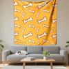 Bone Pattern On Orange Background Patterned Tapestry Decorative Wall Hanging, Home Bedroom Living Room Decor