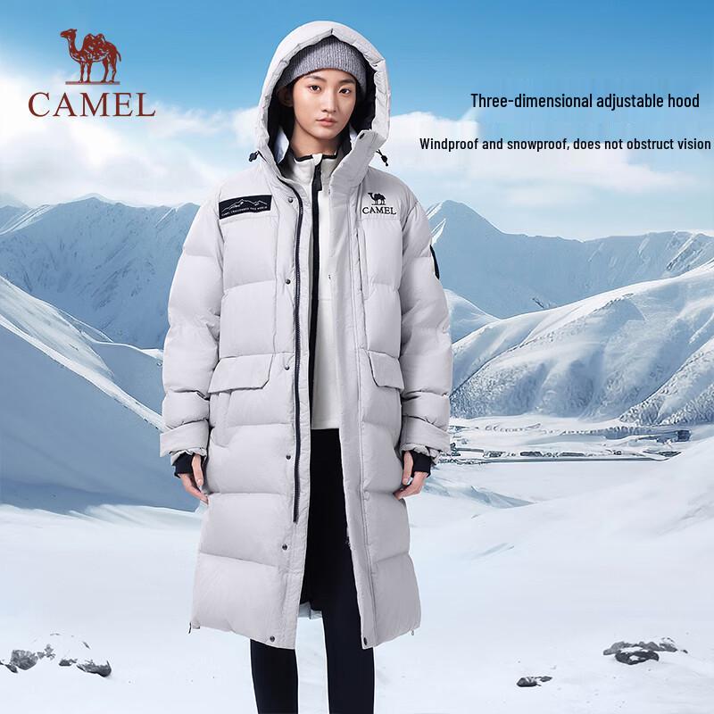 Camel Outdoor Unisex Long Goose Down Puffer Jacket