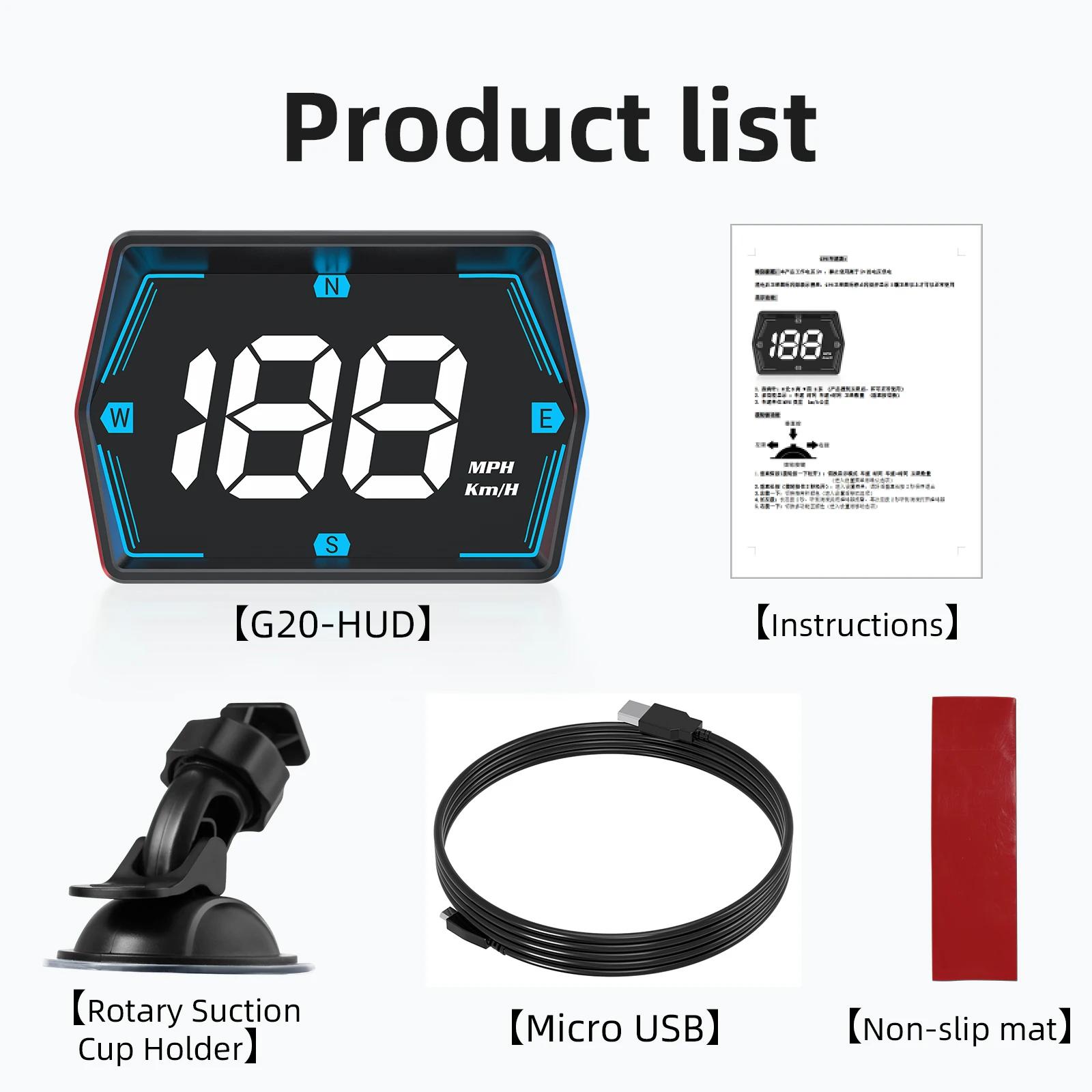 G20 Speedometer Head-Up Display GPS HUD Car Digital Universal Overspeed Alarm For All Cars Electronic Accessories