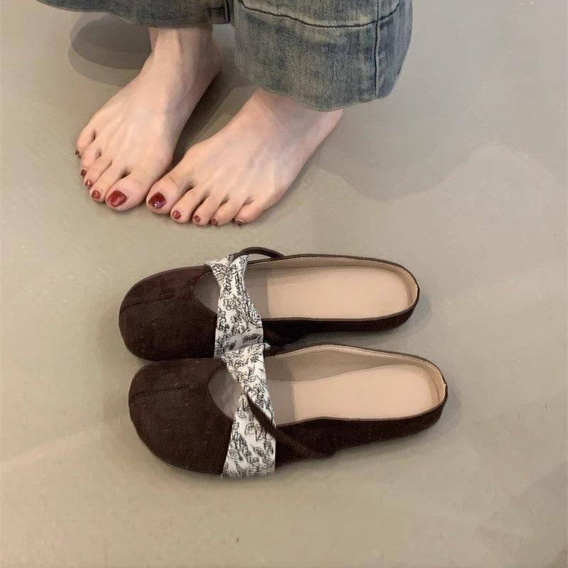 Gentle ballet slippers new retro temperament elegant suede shallow mouth Mary Jane shoes