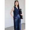 VICTORIA&VERA Denim-Look Sleeveless Vest & Wide-Leg Trousers Set