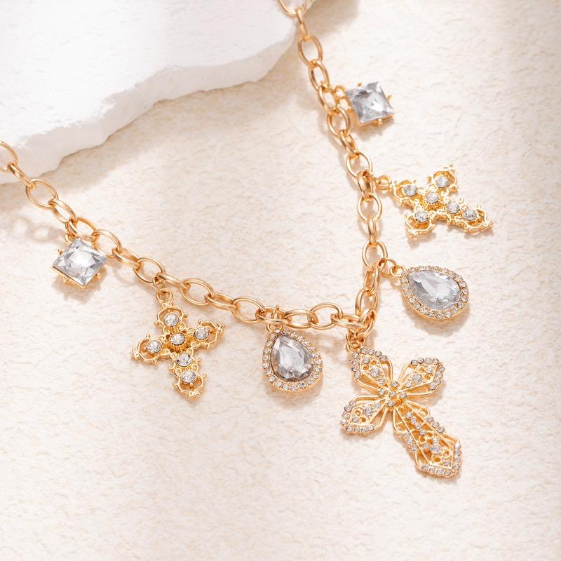 Accessories Hip Hop Wind Cross Necklace Pendant Exaggerated Design Diamond Large Water Drop Necklace Accessories