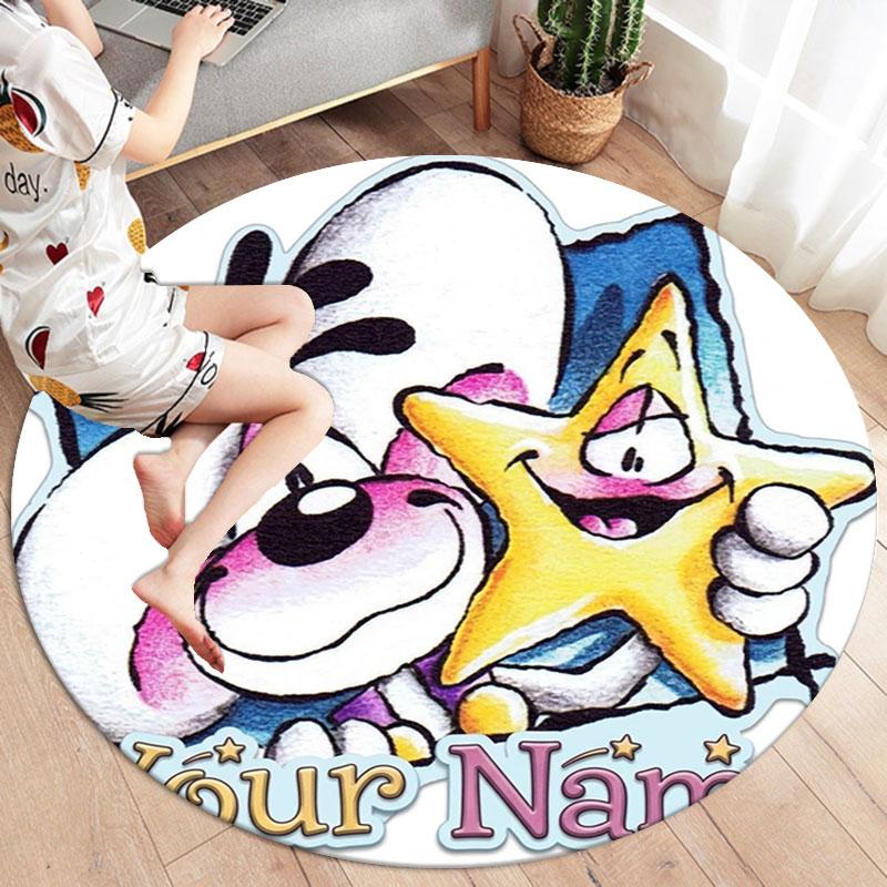 Diddl Custom Name Round Area Rug,Carpet Rug for Living Room Bedroom Sofa Playroom Decor,Non-slip Floor Mat