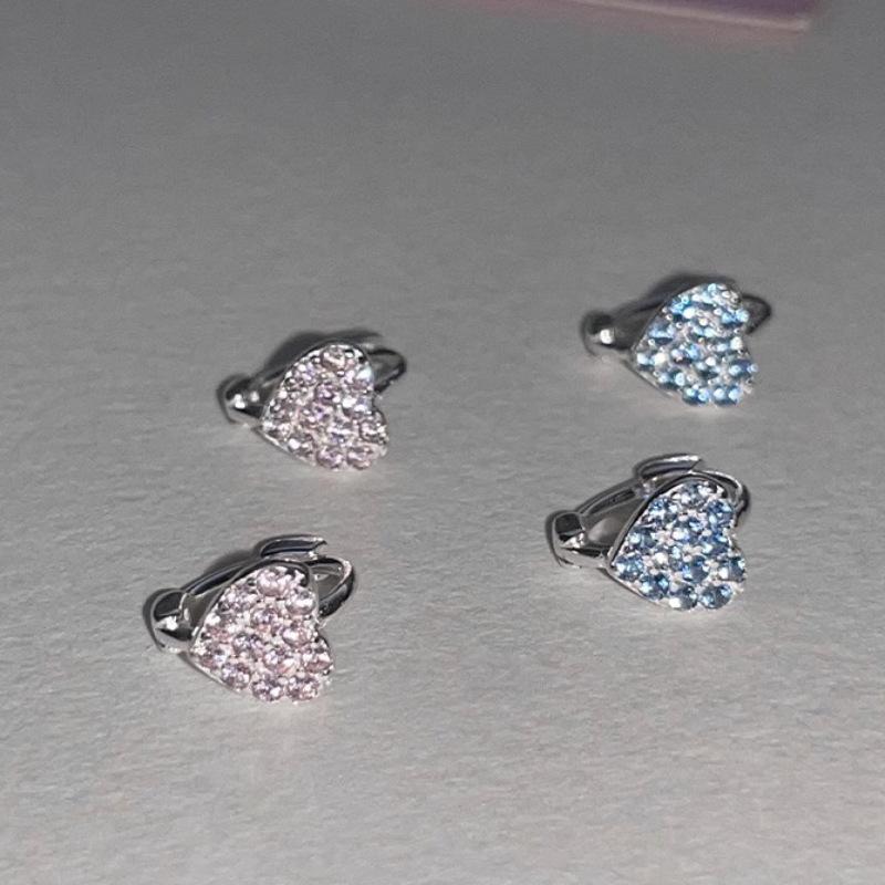 Sweet Heart Zircon Circle Earrings Simple Fashion Elegant Temperament Ear Buckle Design Creative 100% Match Women's Daily Dainty Earrings