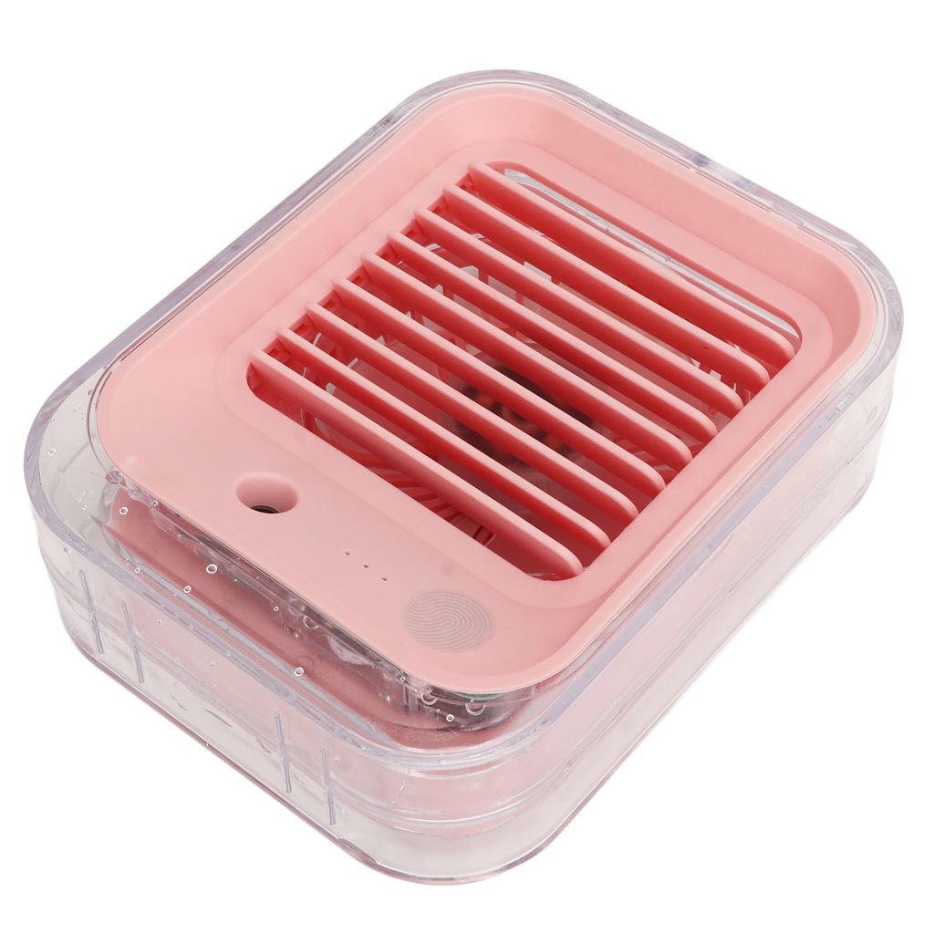 Desktop Fan Pink Low Noise Rechargeable Mini Portable Water Spray Fan with LED Light