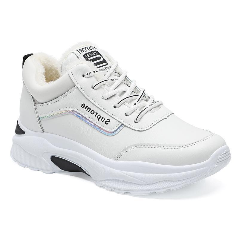 Cotton shoes 22 winter new sports shoes fleece thickened thermal casual shoes leather surface