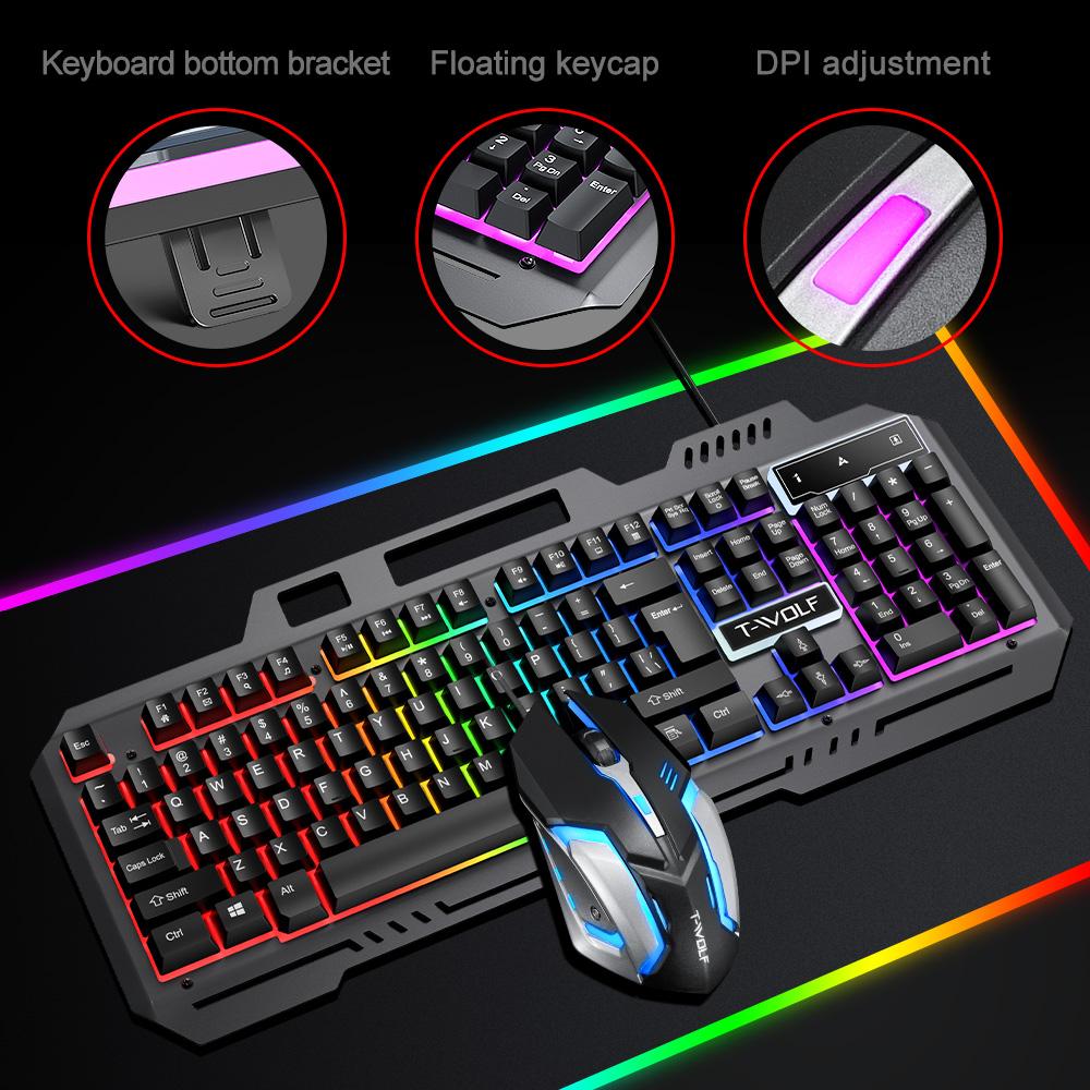 Keyboard and Mouse Set Gaming Computer USB Wired RGB Backlit Keyboard Laptop Accessories Ergonomic Laser Mouse Wheel For Esports