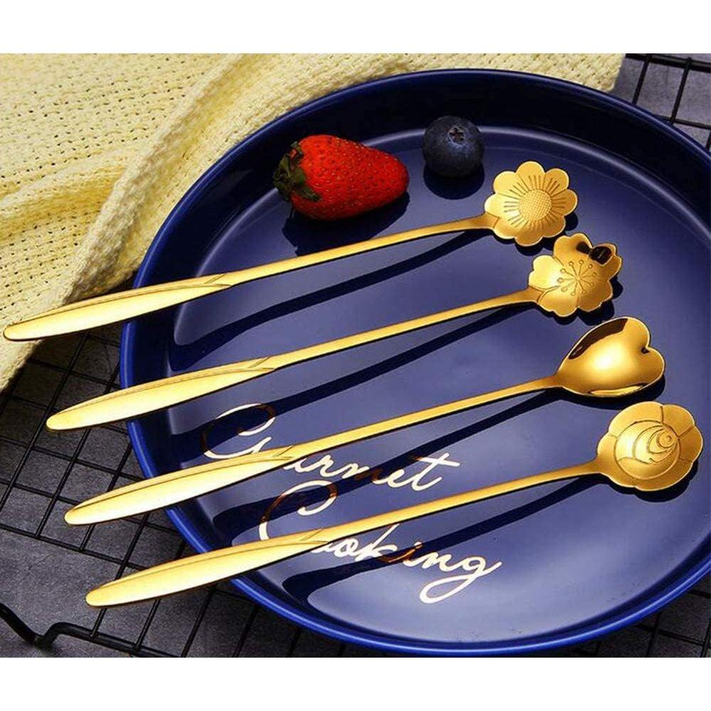 24Pcs Flower Dessert Spoons, Coffee Teaspoon Set Stainless Steel Tableware Sugar Spoon Small Tea Spoons Cafe Bar Spoon Cute Coffee Teaspoon Mini