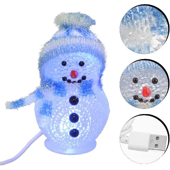 Uonlytech Christmas Snowman Night Ligh, LED Light USB Night Light Mini Glowing Snowman Desktop Ornaments for Home Bedroom Christmas