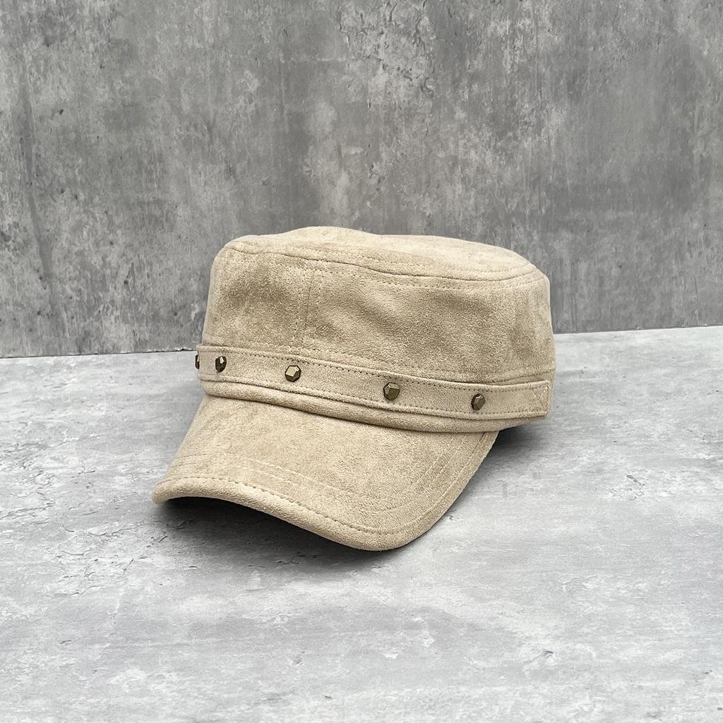 American retro rivet imitation suede flat top hat women's versatile face small deep version equestrian hat fashionable foreign style newsboy hat
