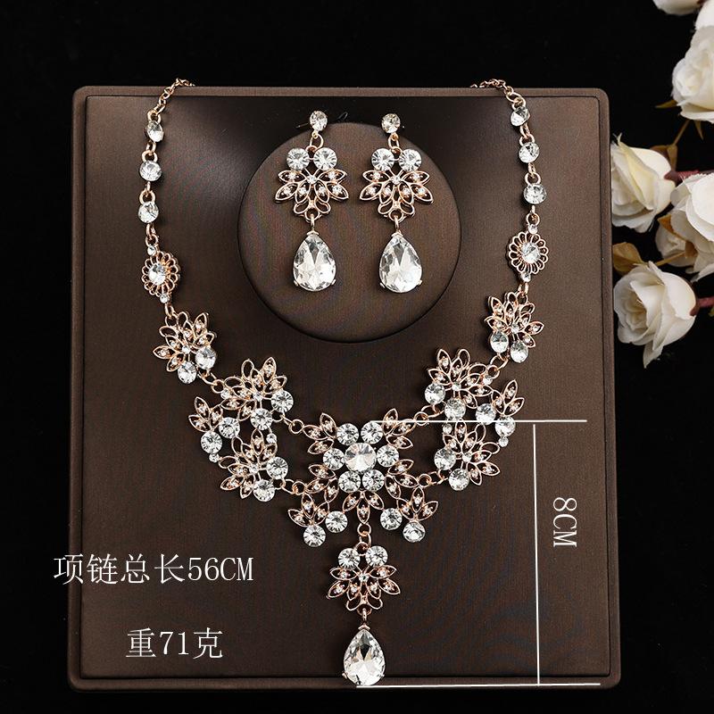 

Bridal Jewelry Rhinestone Bride Wedding Necklace Earrings Wedding Accessories Necklace Wedding Set Chain Leaves Water Drops Y14111YY-